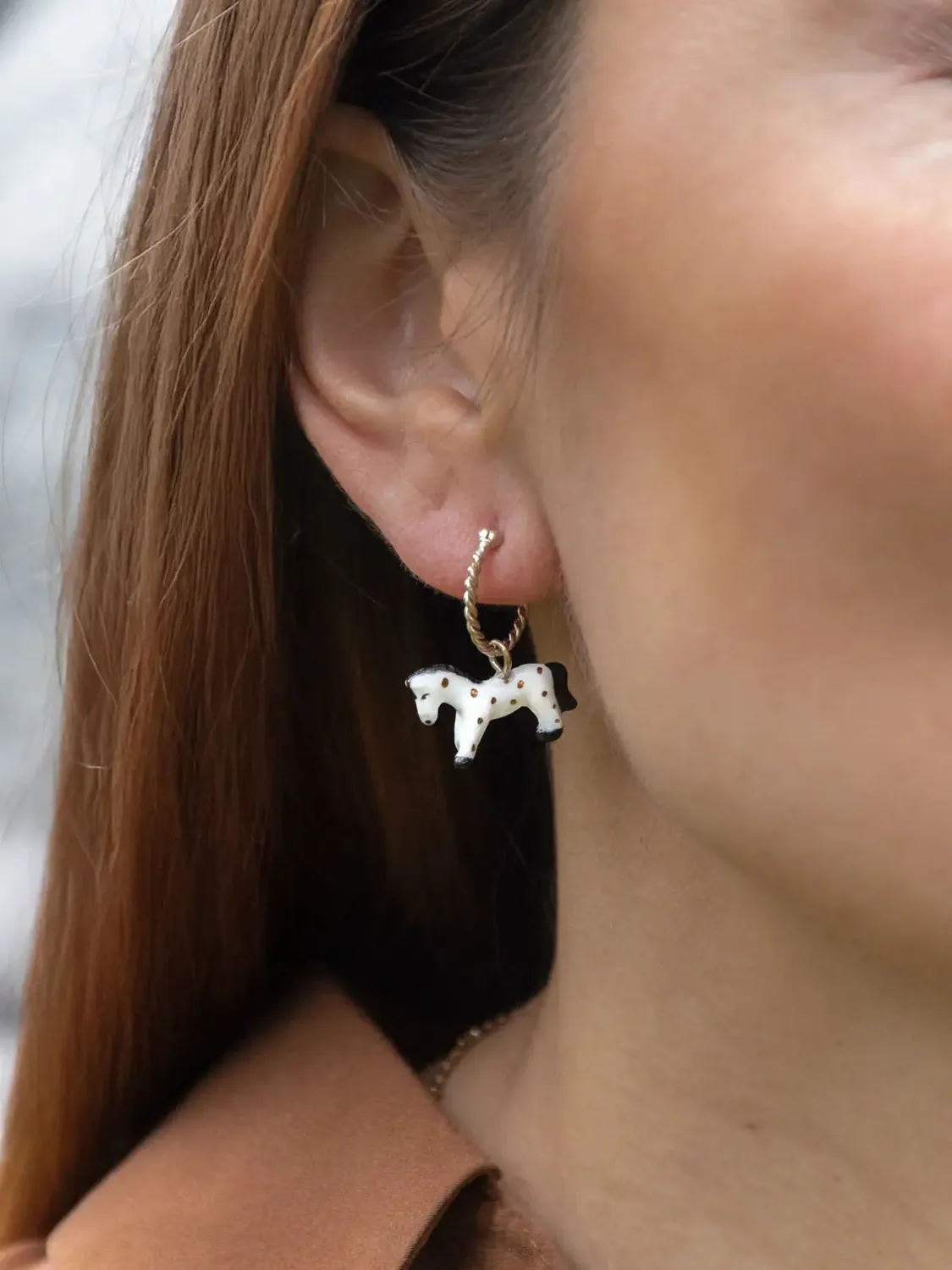 Nach Bijoux cheval blanc mini créole boucle d'oreille unité