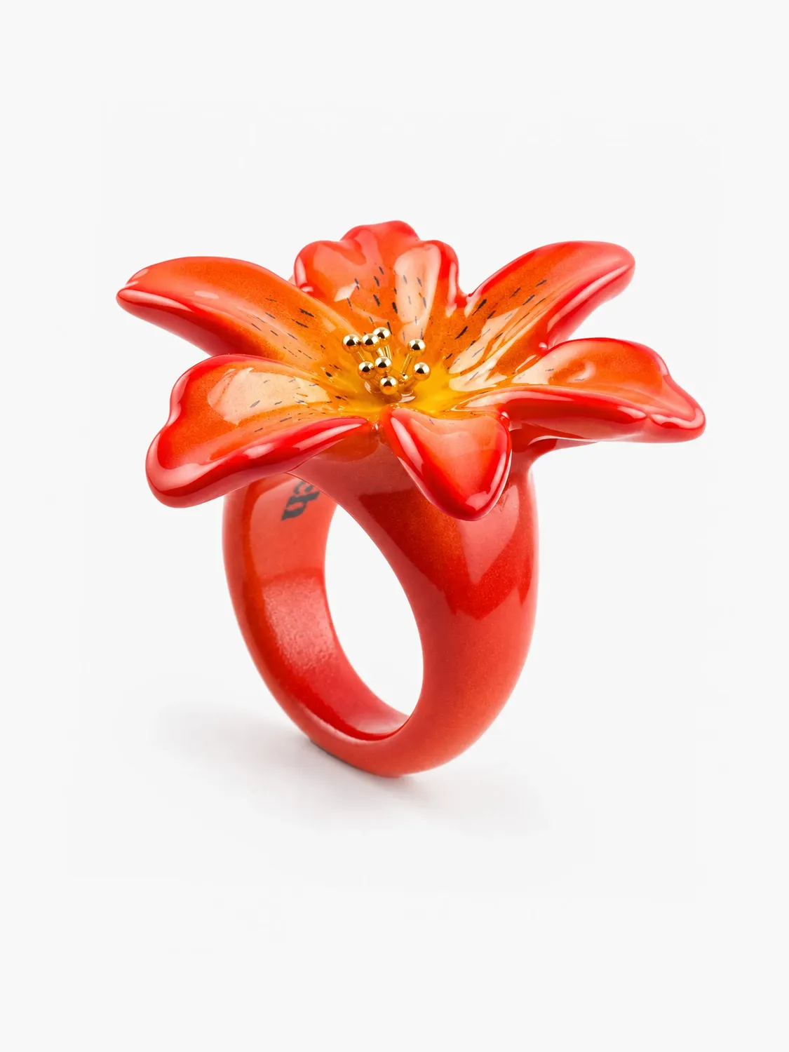 Nach Bijoux Lys Tigrée bague porcelaine fleur tropicale