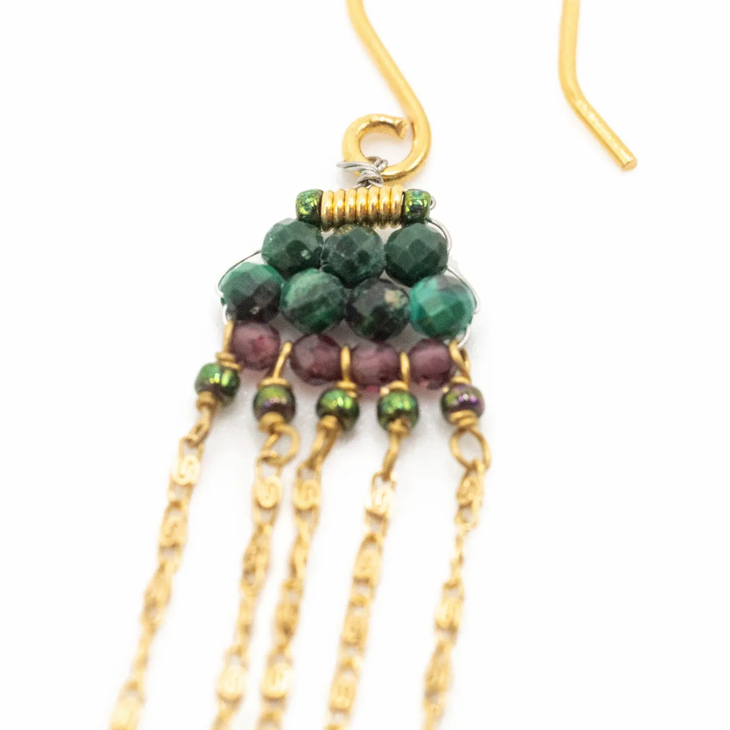 Le Fourbi de Capucine FDC12 boucles d'oreilles malachite grenat