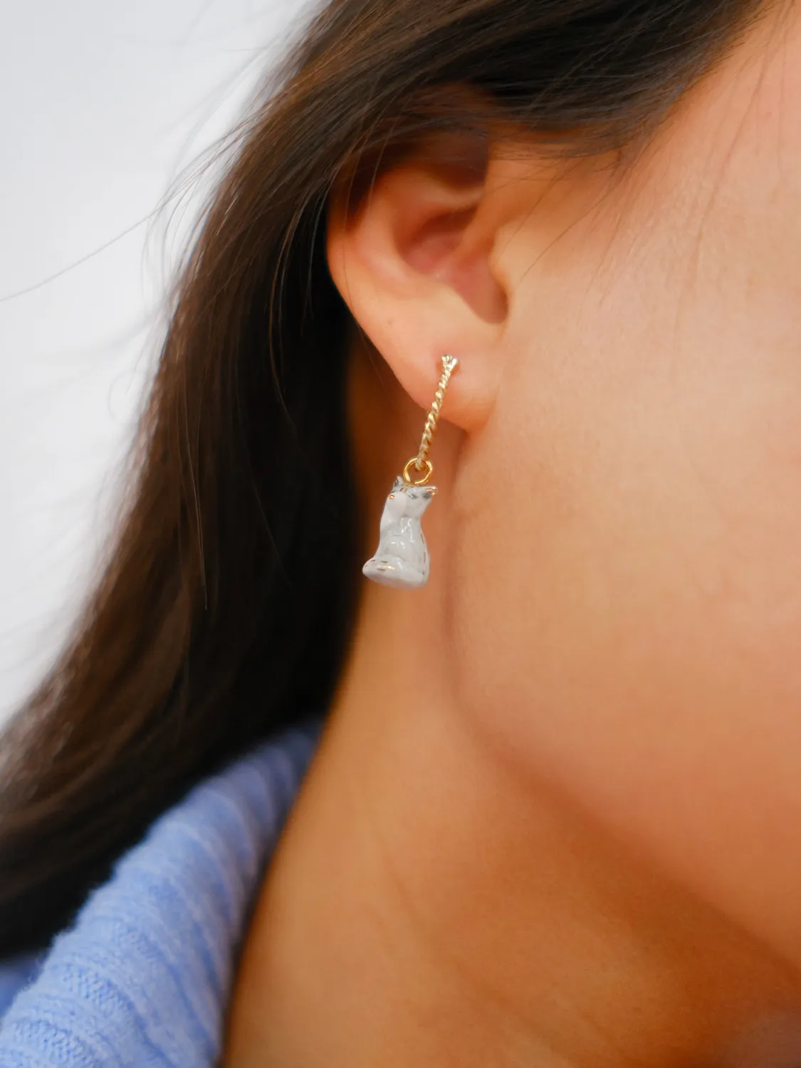 Nach Bijoux Renard polaire mini créole boucle arctique