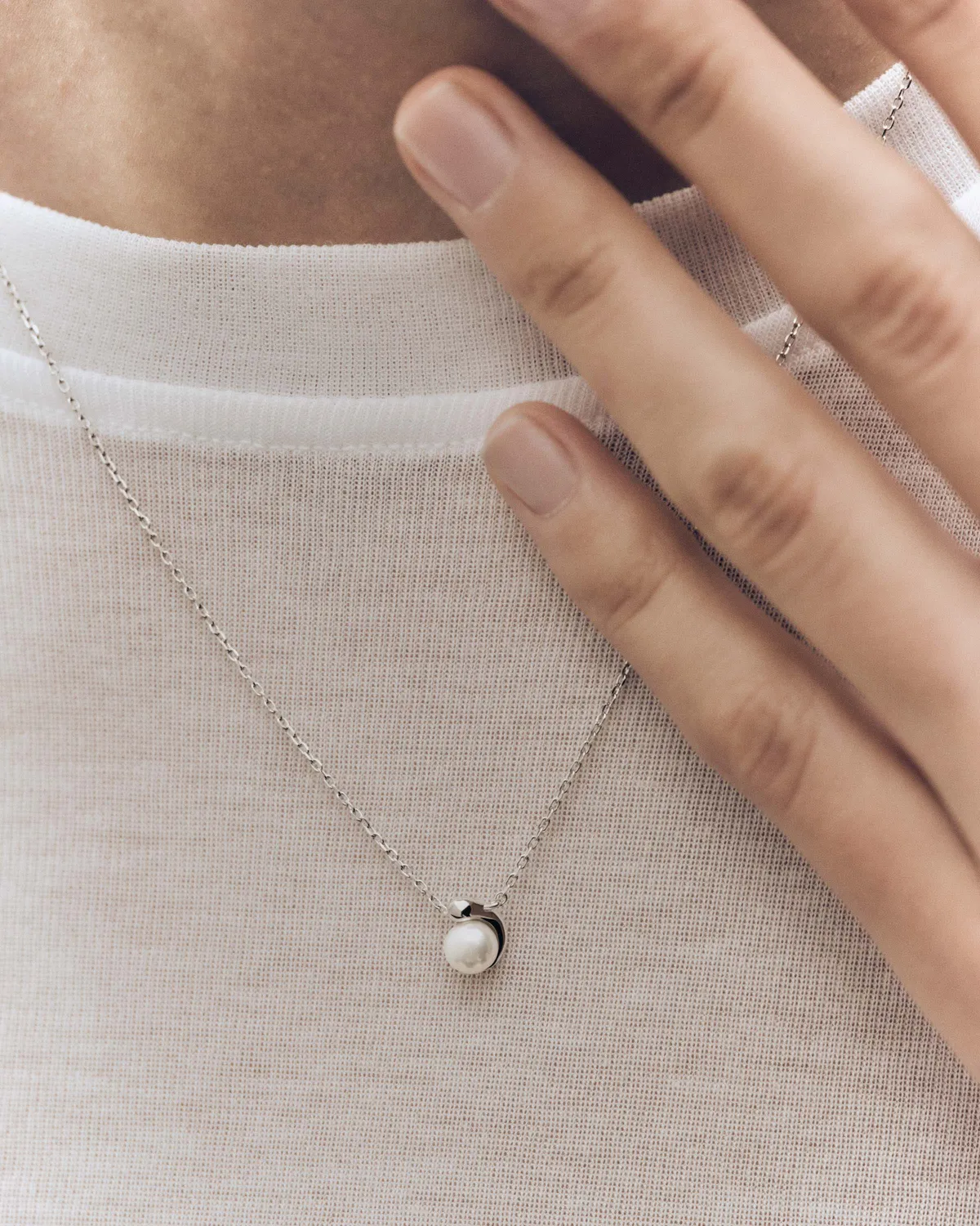 PDPAOLA La Perla Solitaire collier perle argent