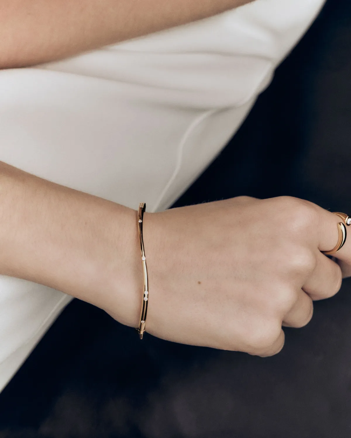 PDPAOLA Air jonc bracelet zirconia blanc