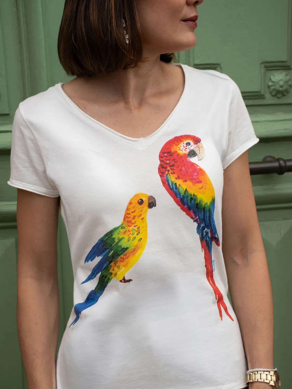 Nach Bijoux Victor t-shirt blanc couple Aras col V