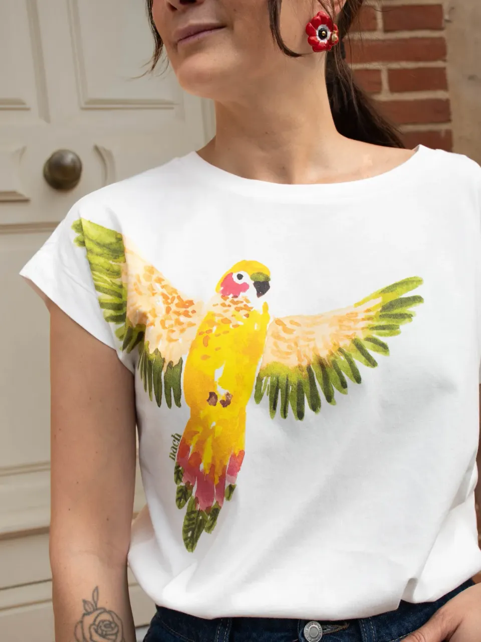 Nach Tomy Perruche Jaune t-shirt oversize blanc