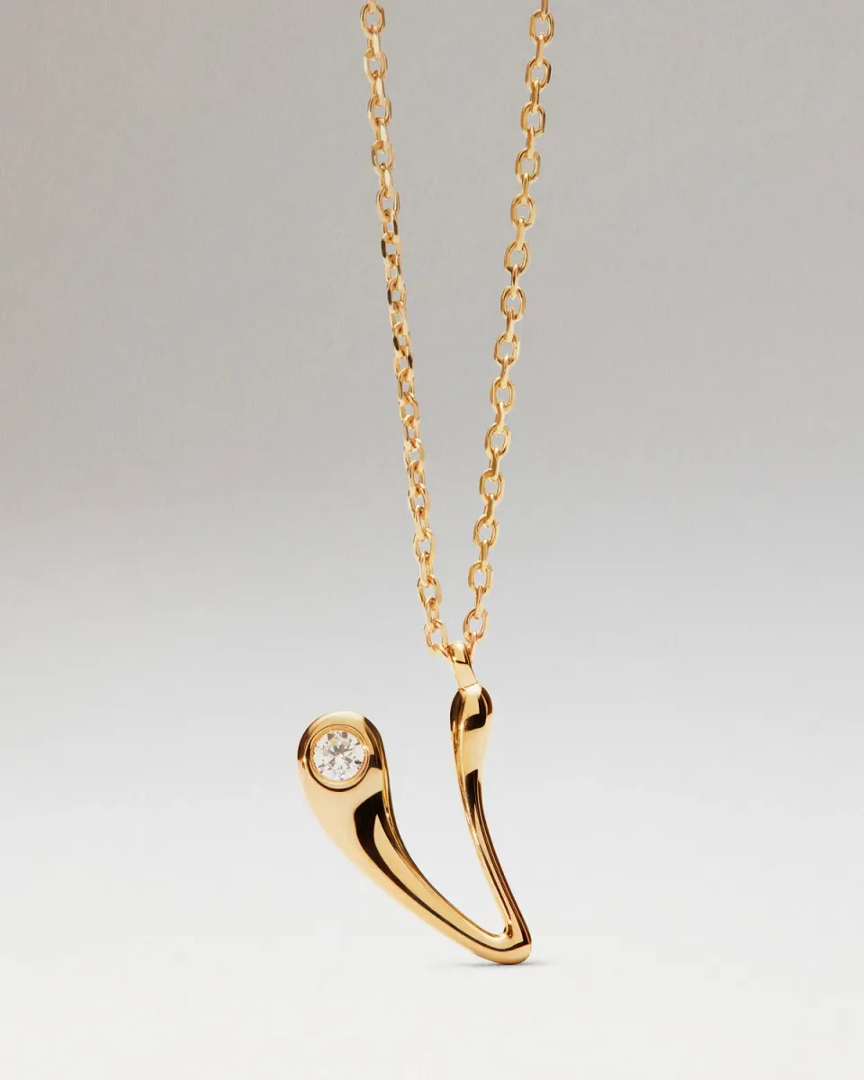 PDPAOLA Initial V collier pendentif lettre plaqué or