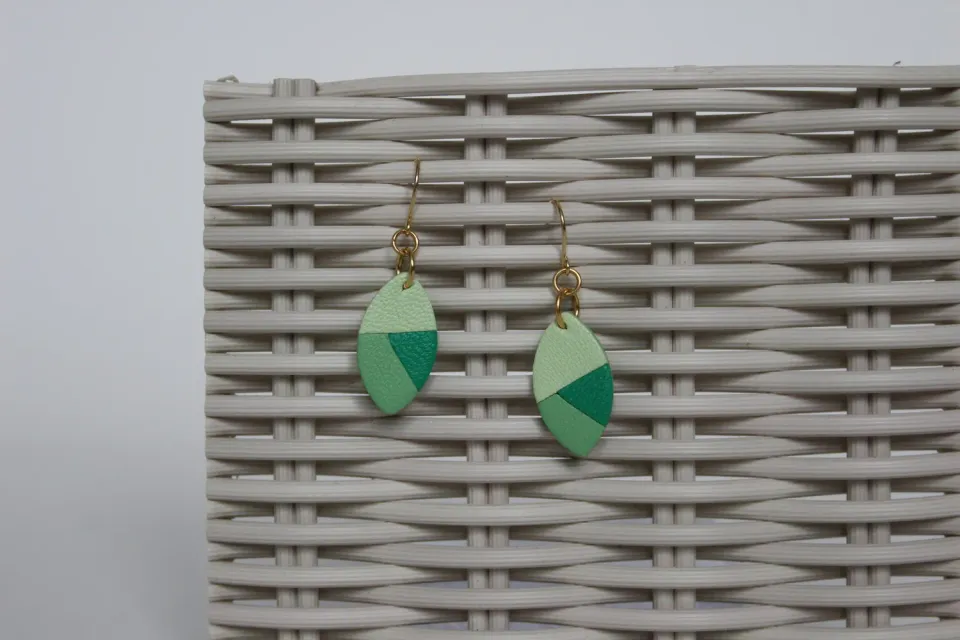 Drelin Trio Verts boucles cuir vert plaqué or