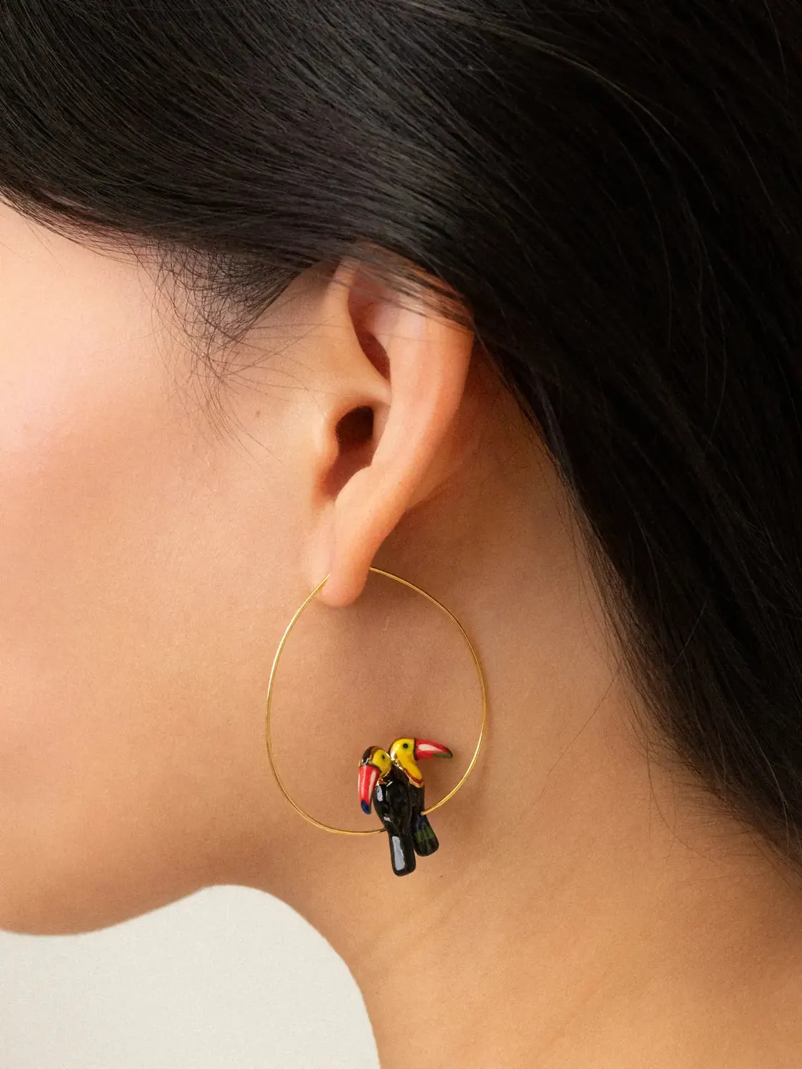 Nach Bijoux couple de toucans moyennes créoles boucles d’oreilles