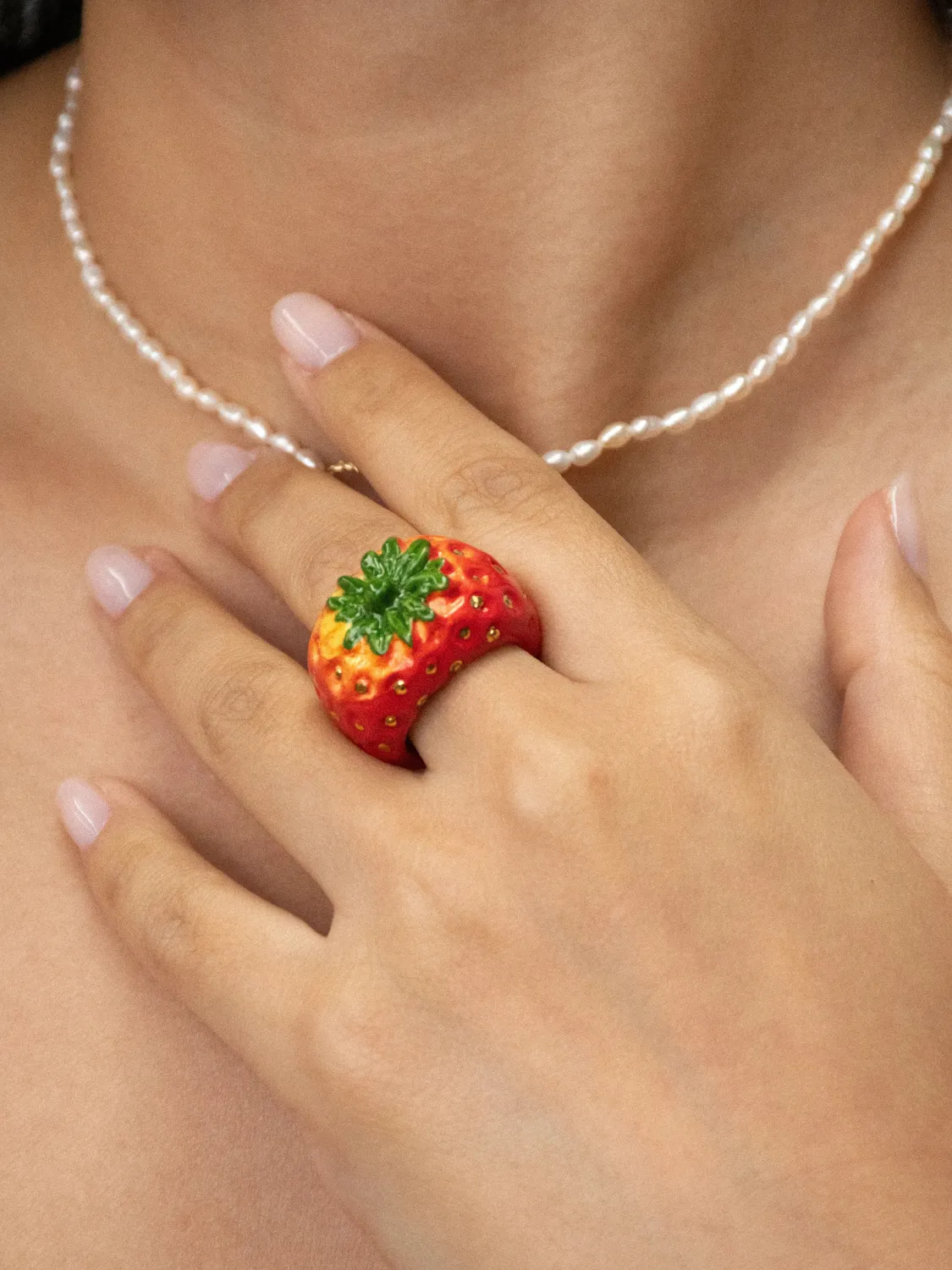 Nach Bijoux Belles du sud bague fraise porcelaine S M L