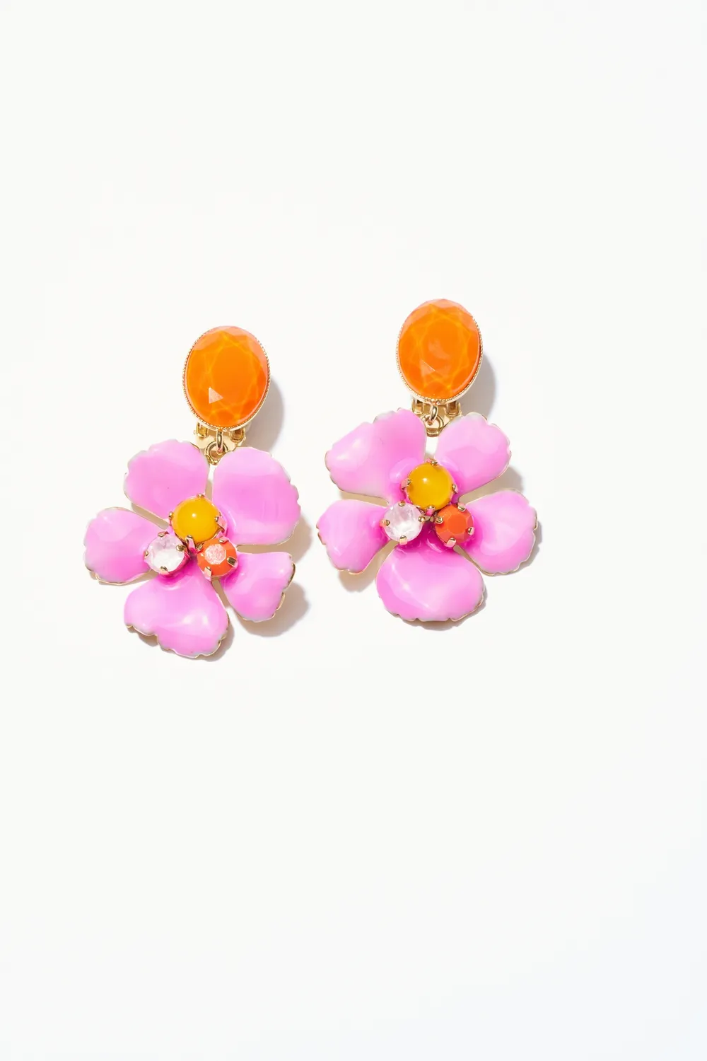 Philippe Ferrandis Ischia boucles clips émail blanc cristal
