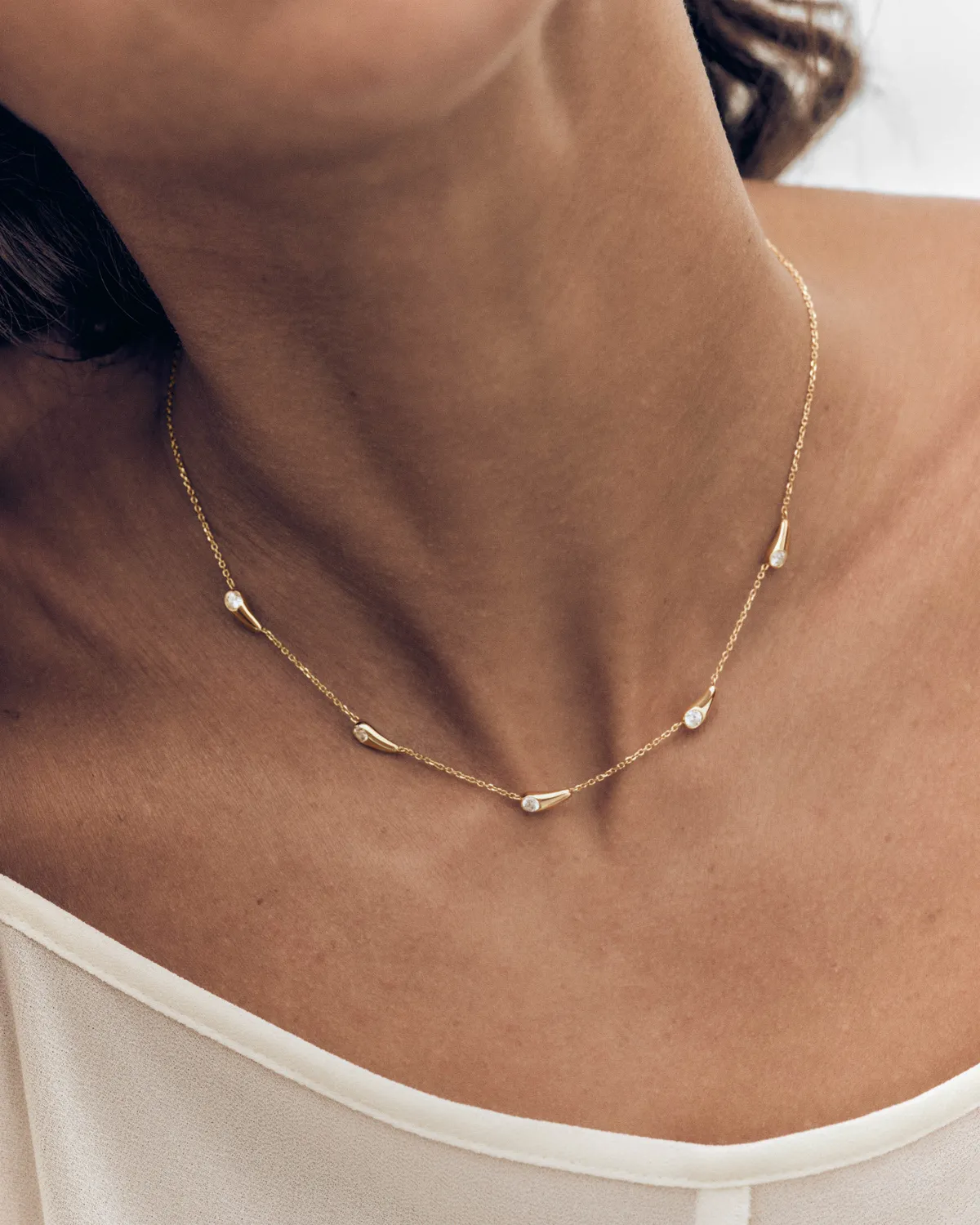 PDPAOLA Becca collier chaîne zircon blanc 40-50 cm
