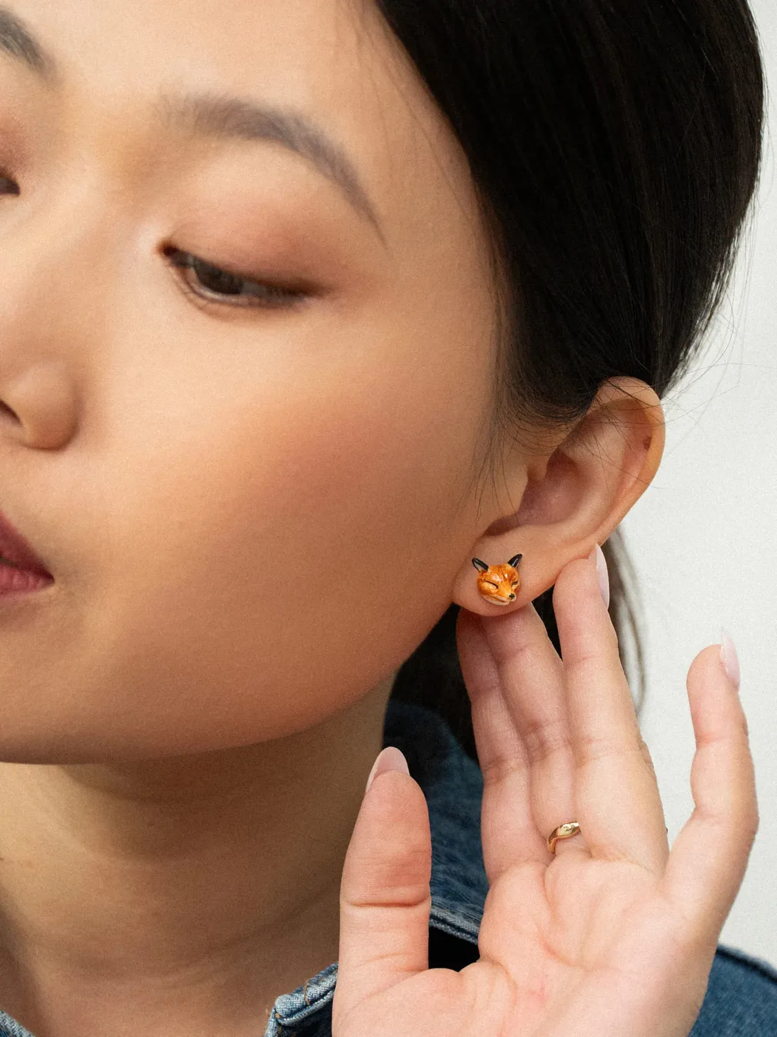 Nach boucles d'oreilles puces renard orange 1 cm