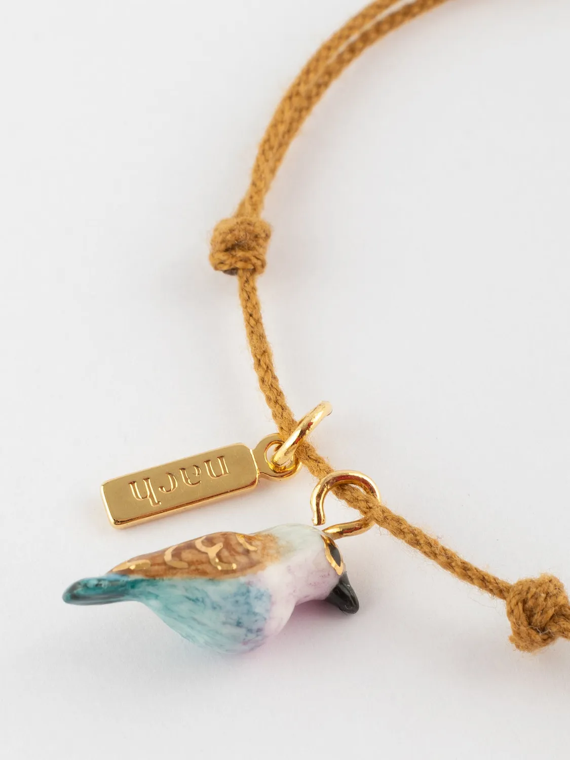 Nach Bijoux Rollier bracelet cordon oiseau porcelaine