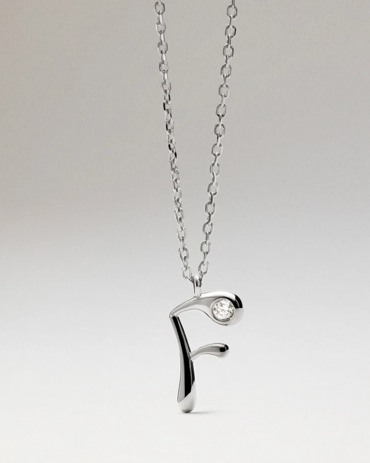 PDPAOLA lettre F collier pendentif argent 40-50 cm