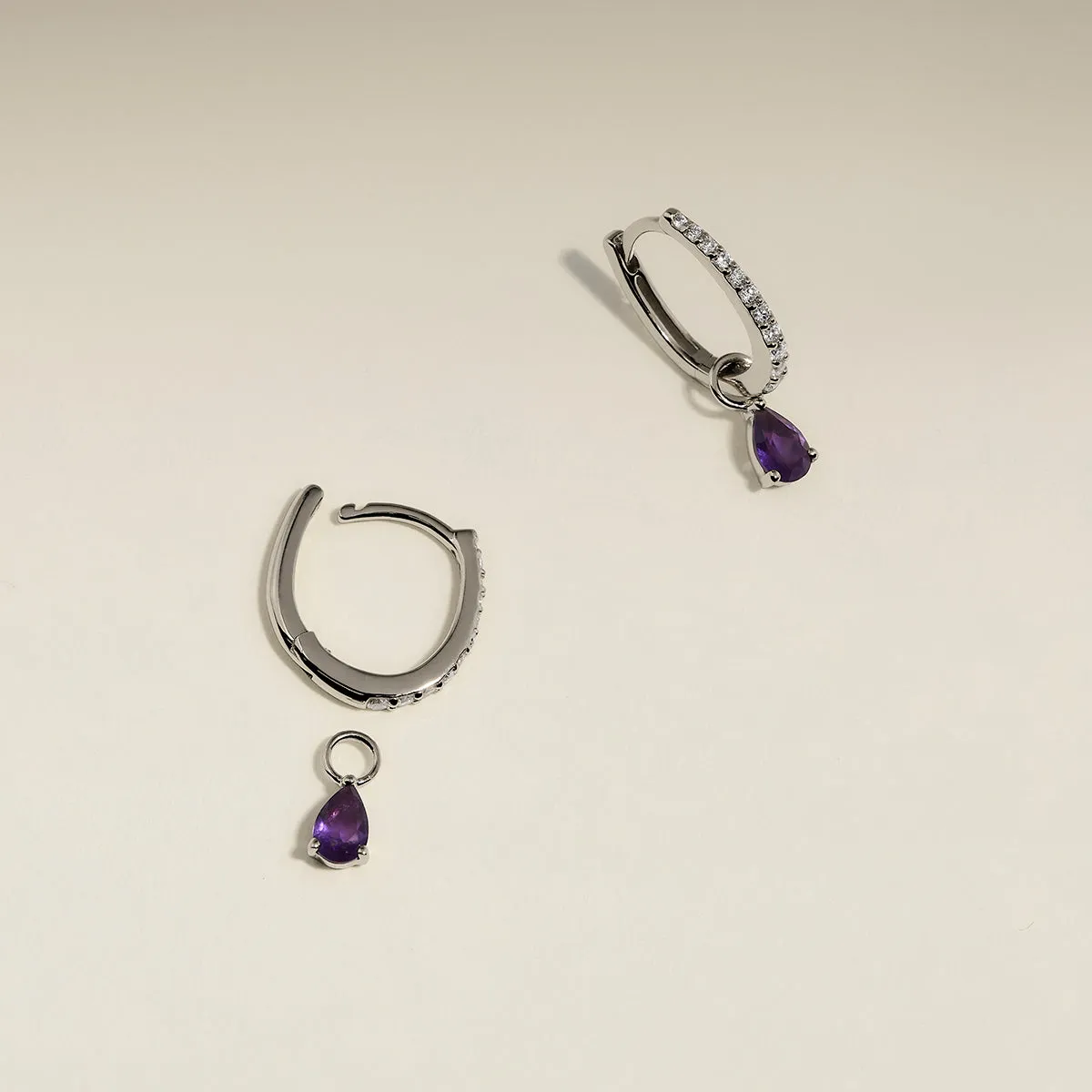 Astrid & Miyu Charm février boucles améthyste or blanc