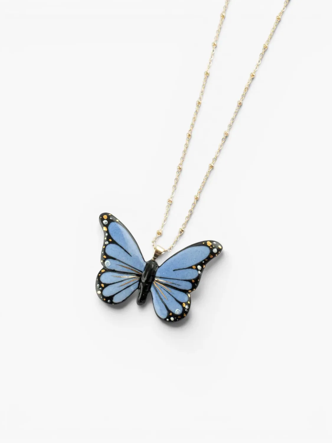Nach Bijoux Papillon de nuit collier porcelaine 80 cm