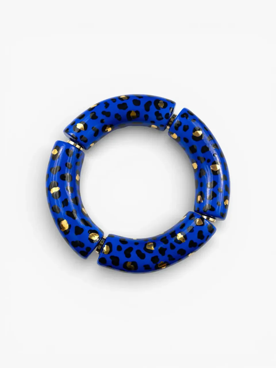 Nach Bijoux Maxi bracelet léopard bleu doré porcelaine