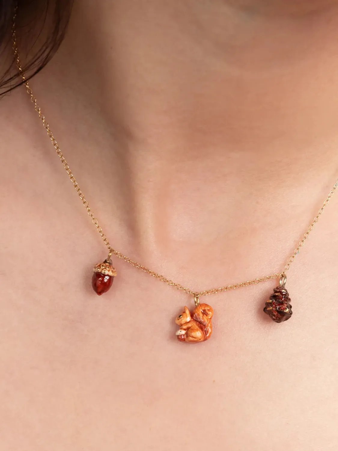 Nach Bijoux écureuil gland collier pin 44 cm