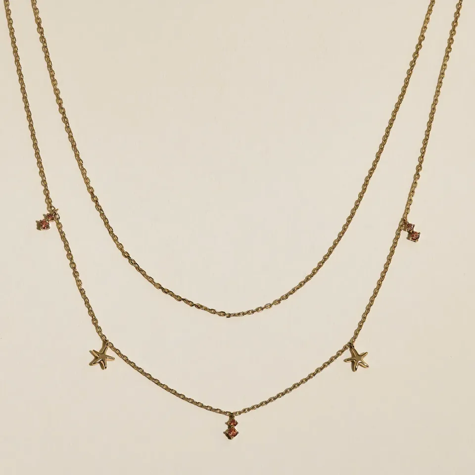 Astrid & Miyu Starfish Double Chain collier doré