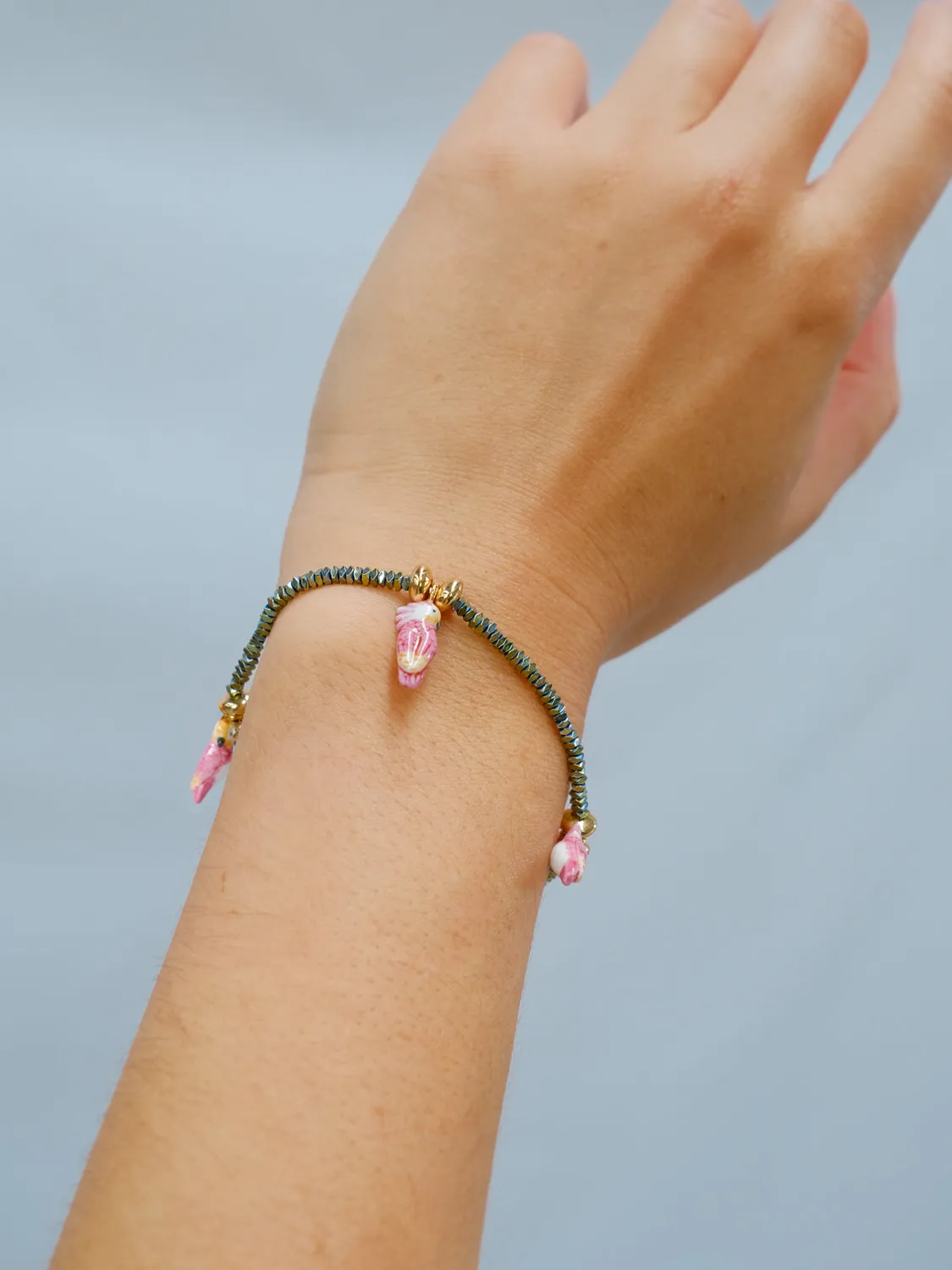 Nach Bijoux Cacatoès bracelet perles hématite doré
