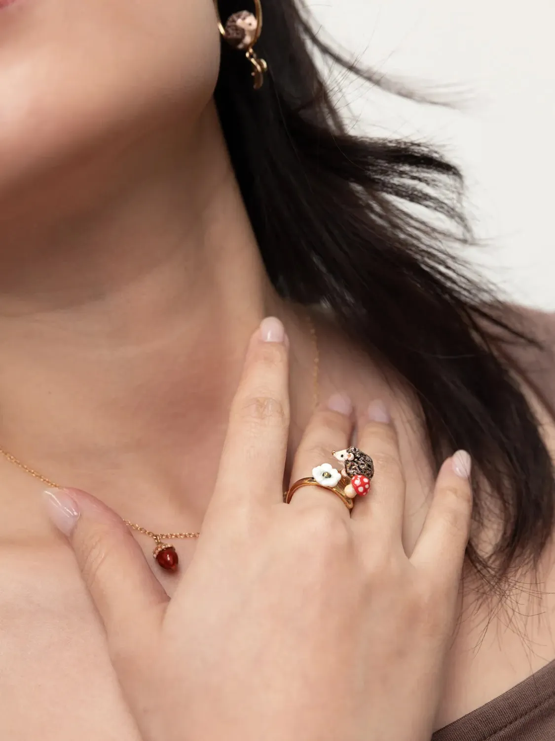 Nach Bijoux hérisson champignon bague ajustable