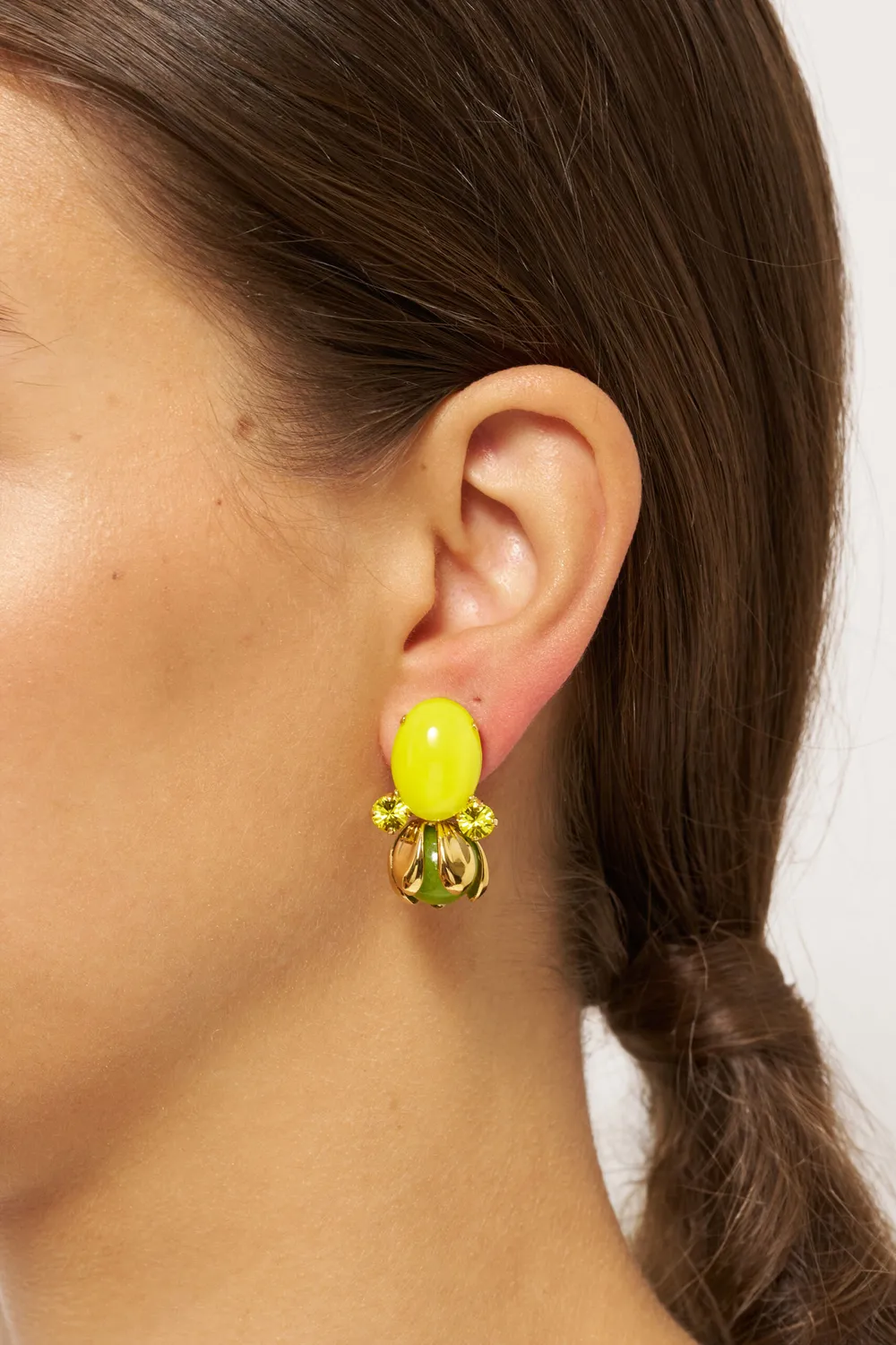 Philippe Ferrandis Neroli boucles clips émail blanc