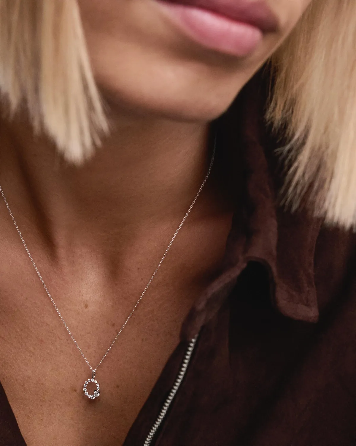PDPAOLA initiale O pendentif diamants or blanc