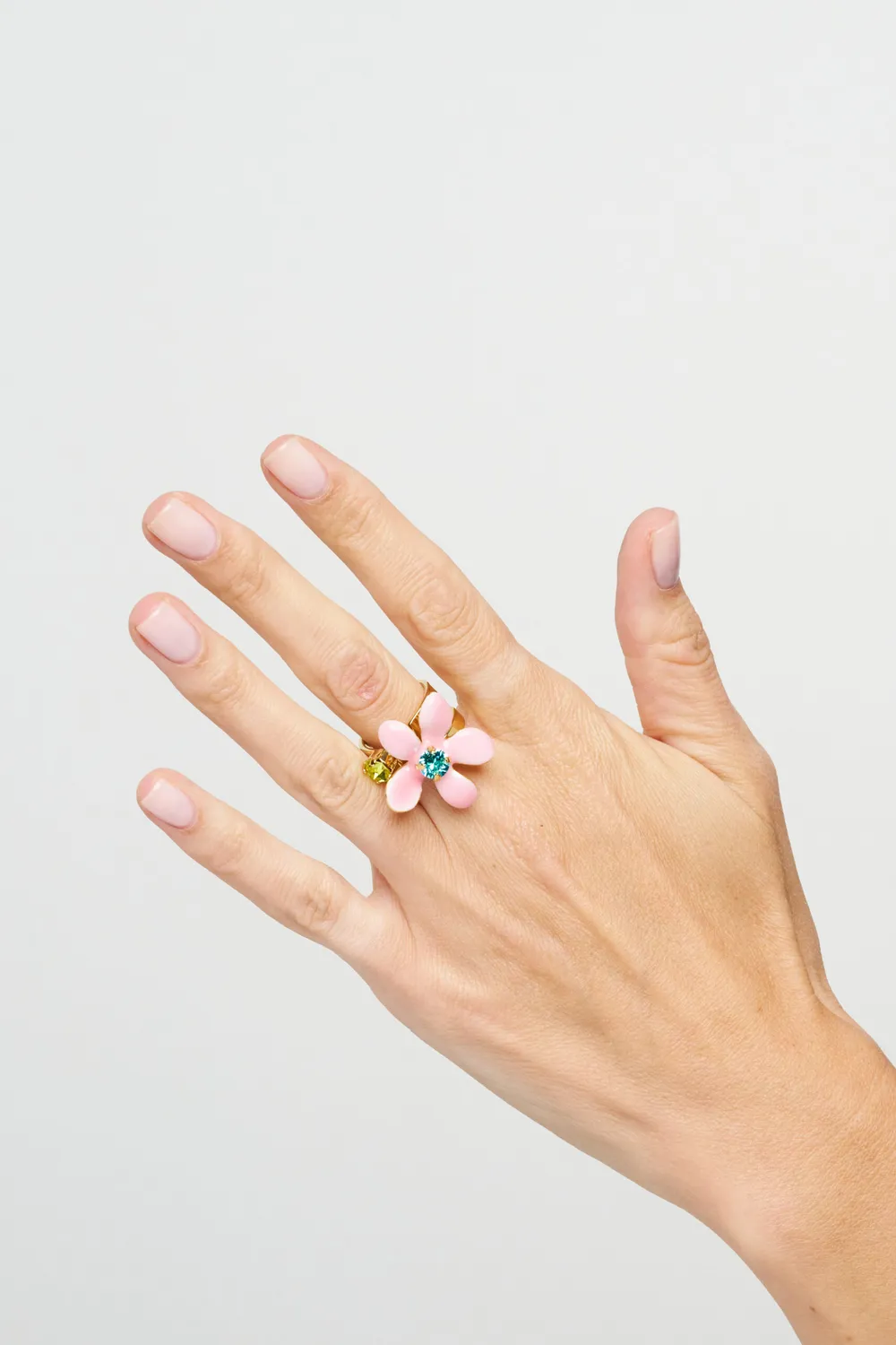 Philippe Ferrandis Ischia Fleurs bague ajustable émail blanc