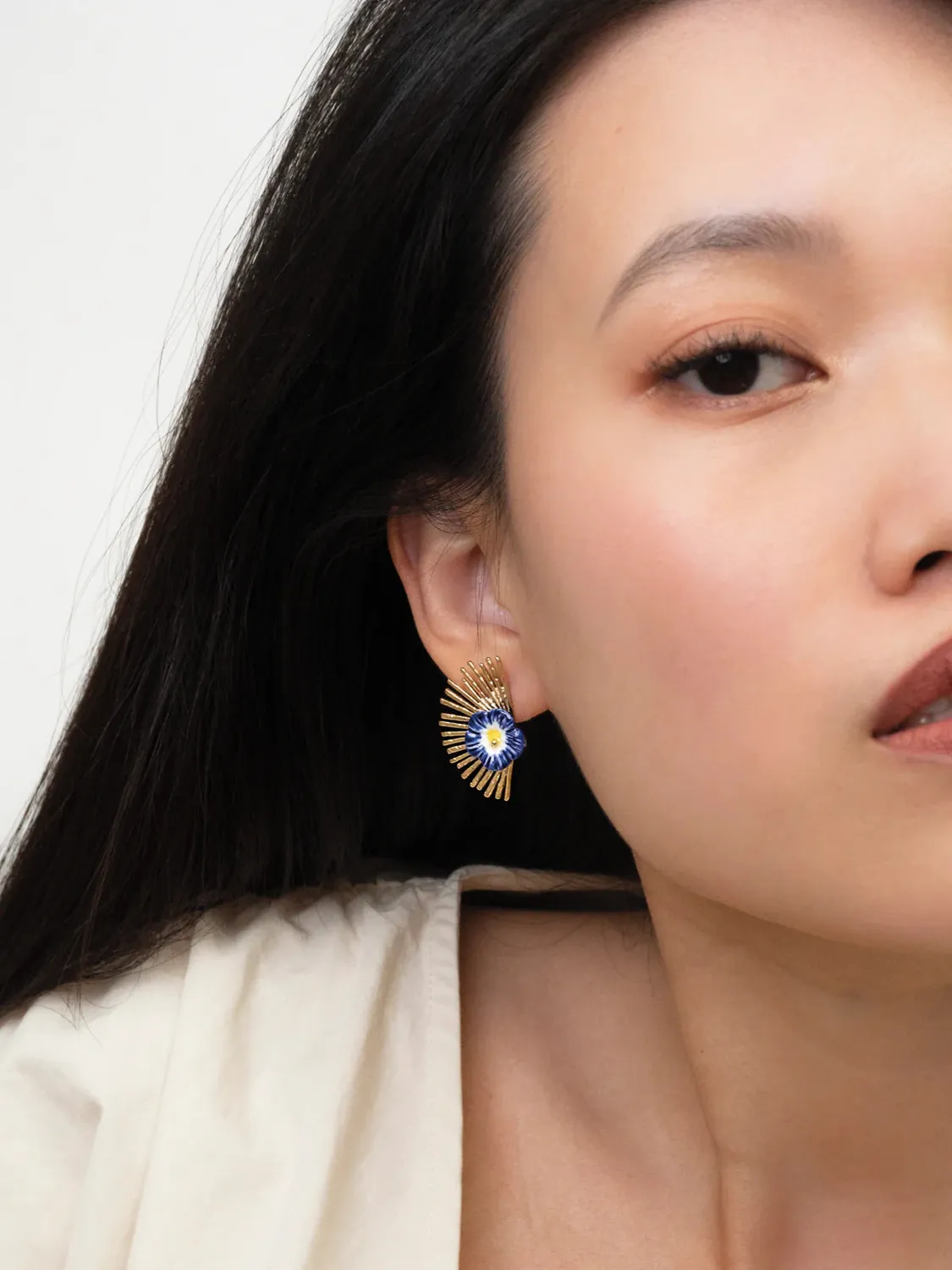 Nach Rose Céleste bleue boucles d'oreilles 3 cm