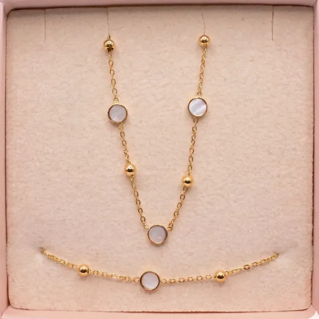 Nao de Paris Mini Nacre coffret collier bracelet doré