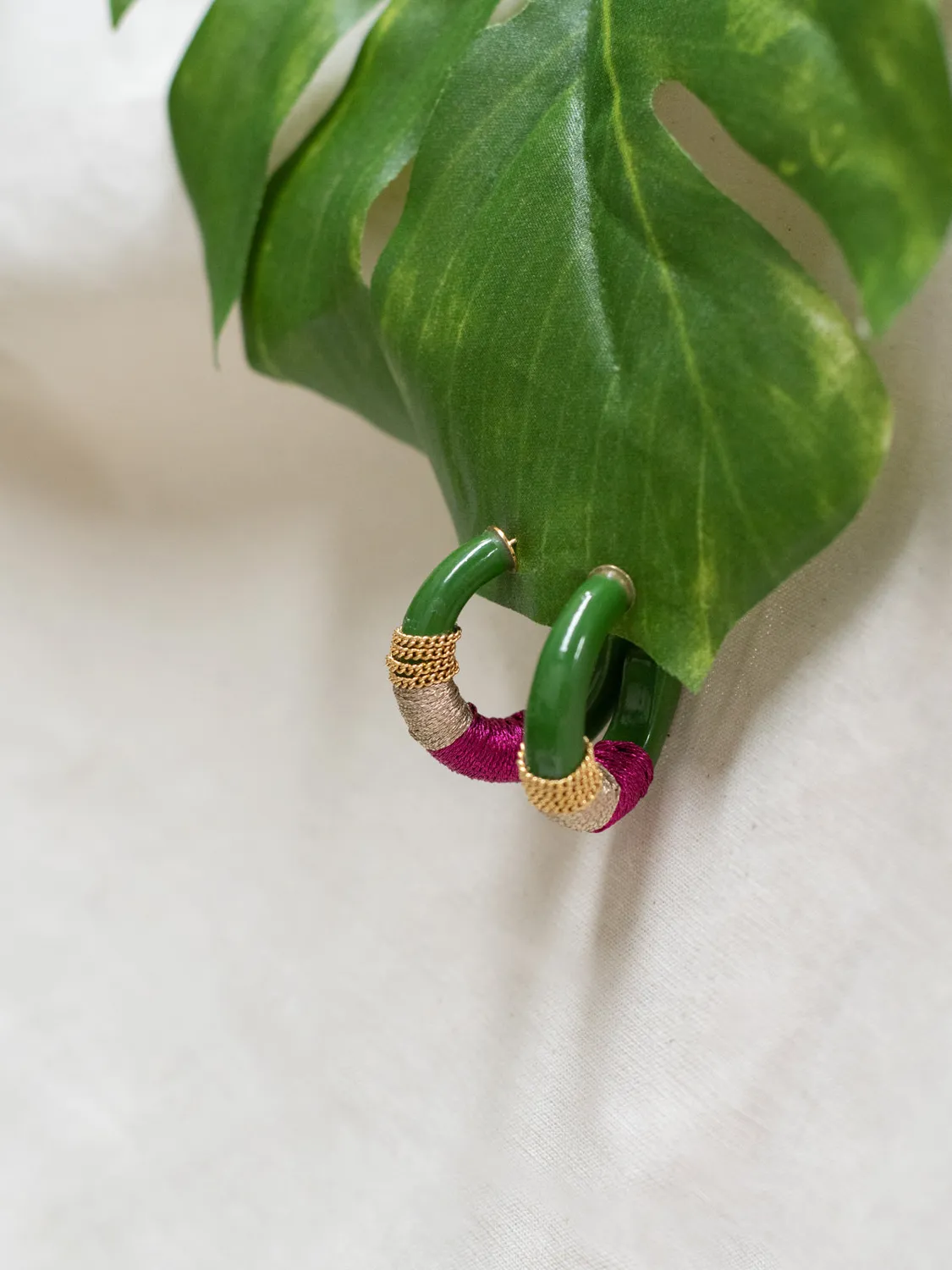 Nach Bijoux vert ethnique boucles d'oreilles porcelaine verte