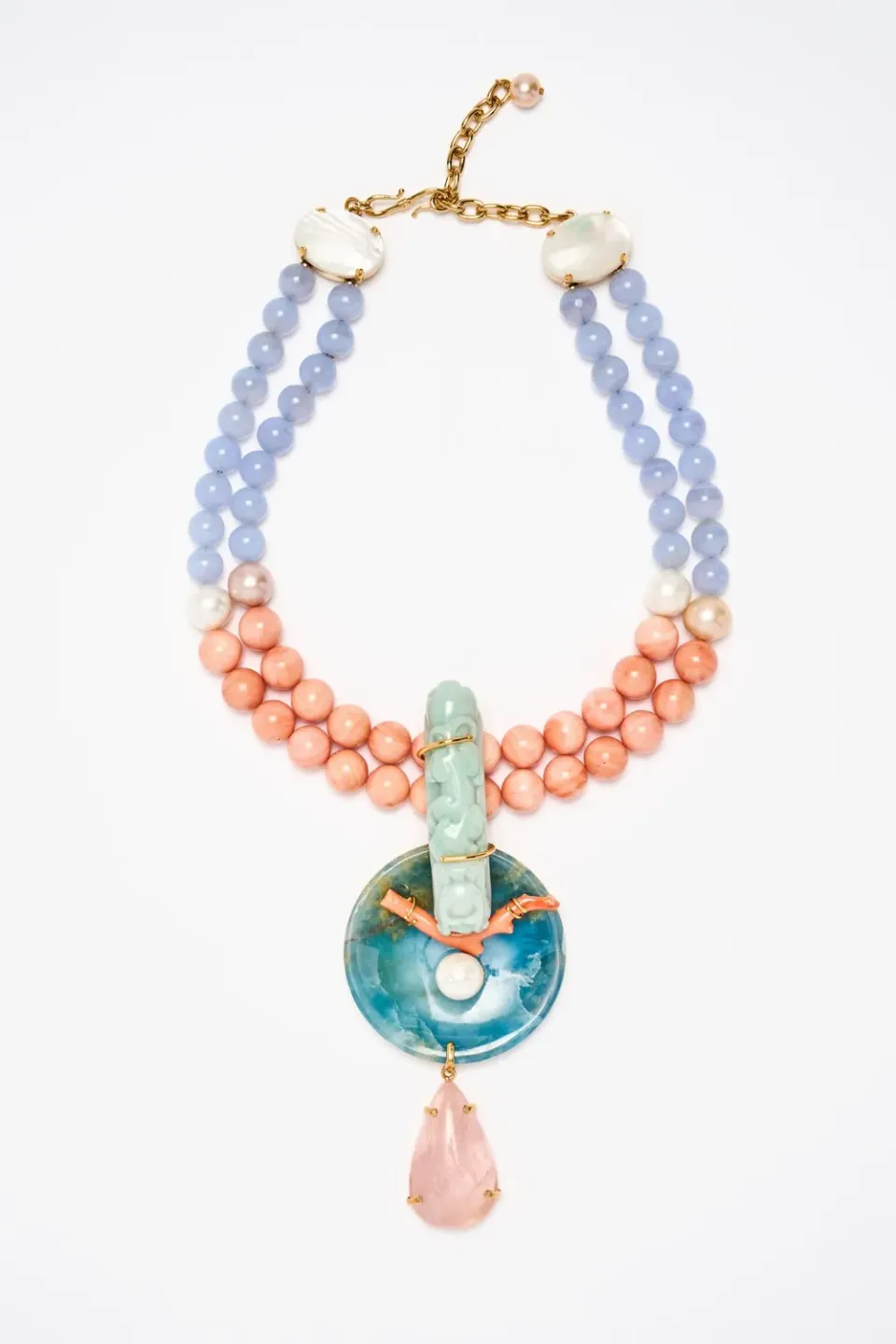 Philippe Ferrandis Pièces Uniques Collier 2 Rangs Quartz Corail