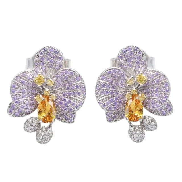 Nao de Paris Orchidée Mauve boucles d'oreilles zirconium