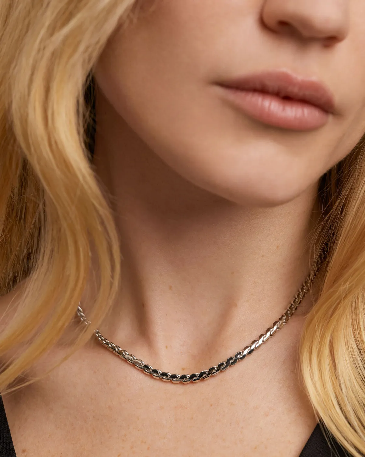 PDPAOLA Serpentine Large collier argent taille S 44 cm rhodié