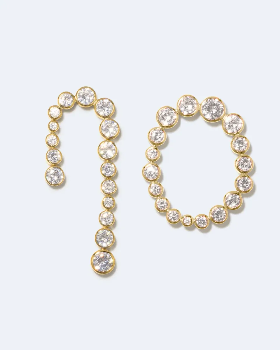 Completedworks Glade boucles plaqué or zirconia asymétriques