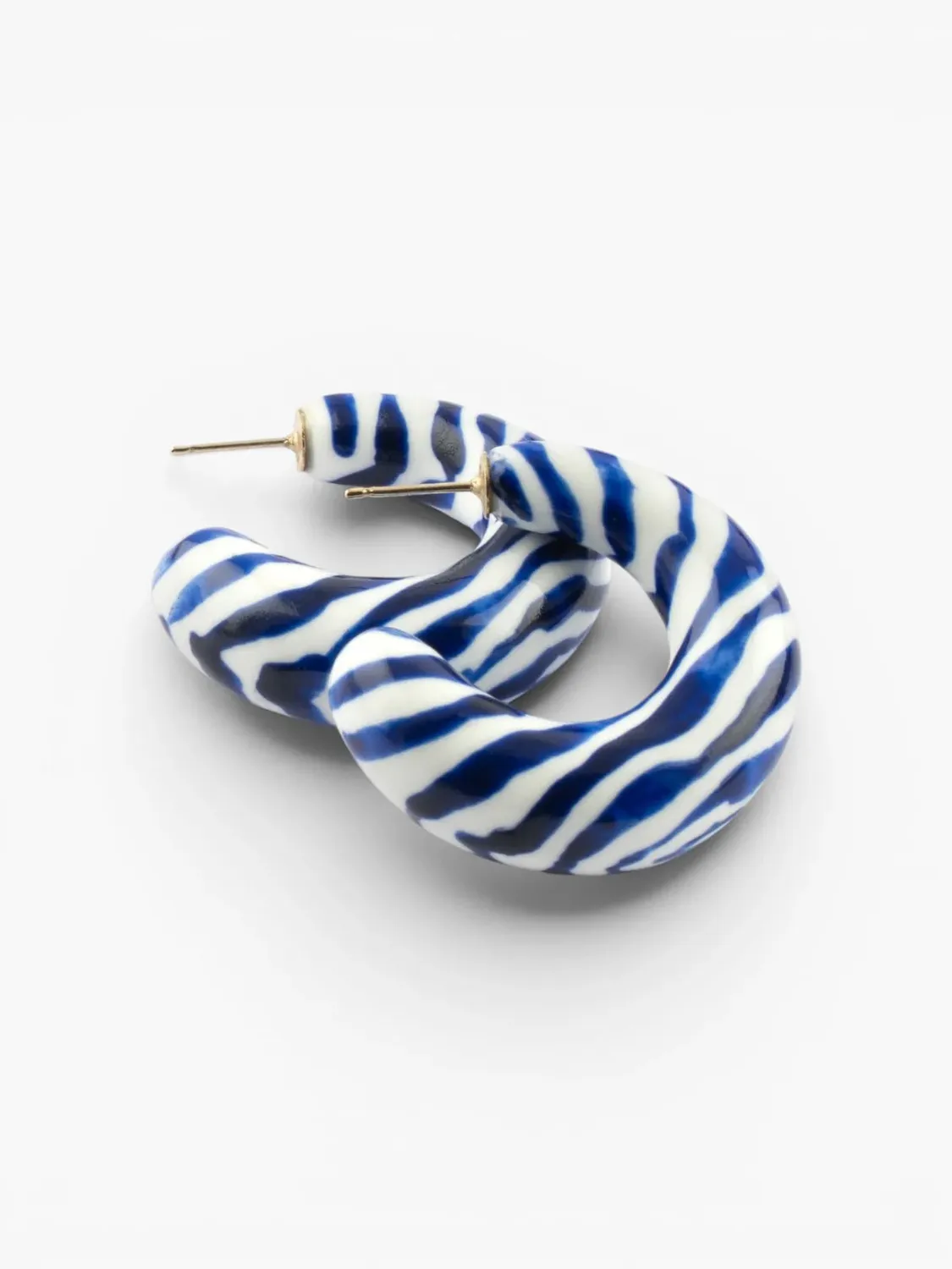 Nach Bijoux zèbre bleu maxi boucles d’oreilles 3,4 cm