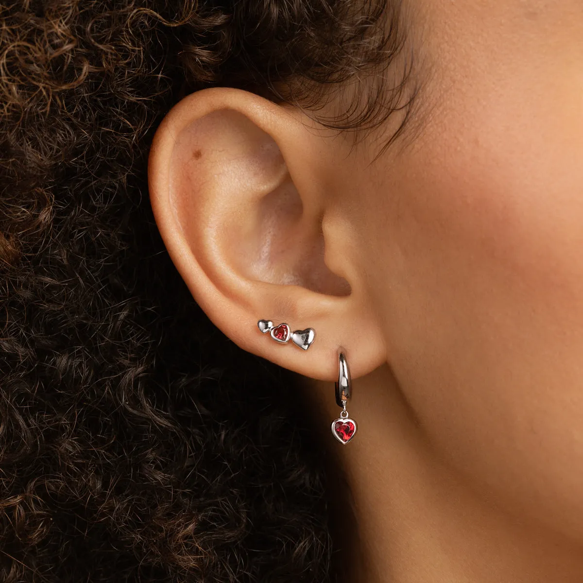 Astrid & Miyu Red Heart Charm mini créoles argent cœur rouge
