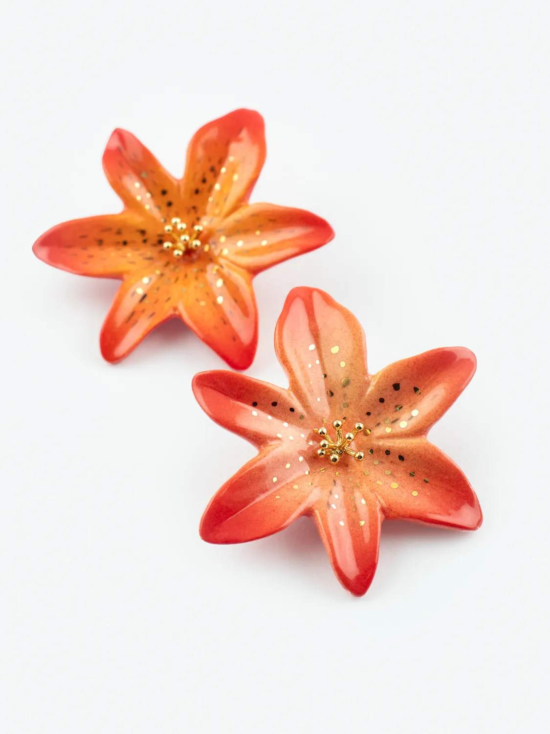 Nach Bijoux lys Tigrée boucles d'oreilles puces orange 4 cm