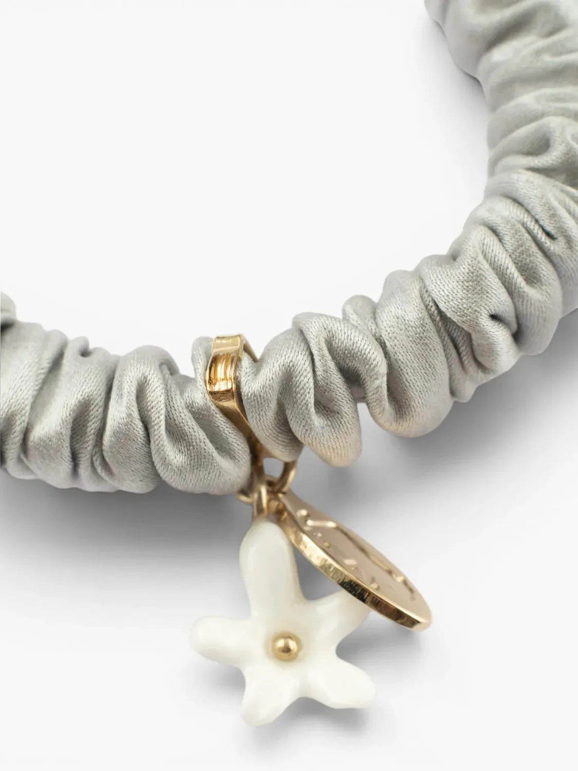 Nach Bijoux Bracelet chouchou gris soie jasmin porcelaine