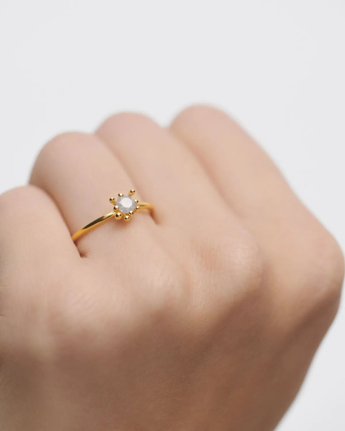 PDPAOLA Fleur Grey bague zircone grise