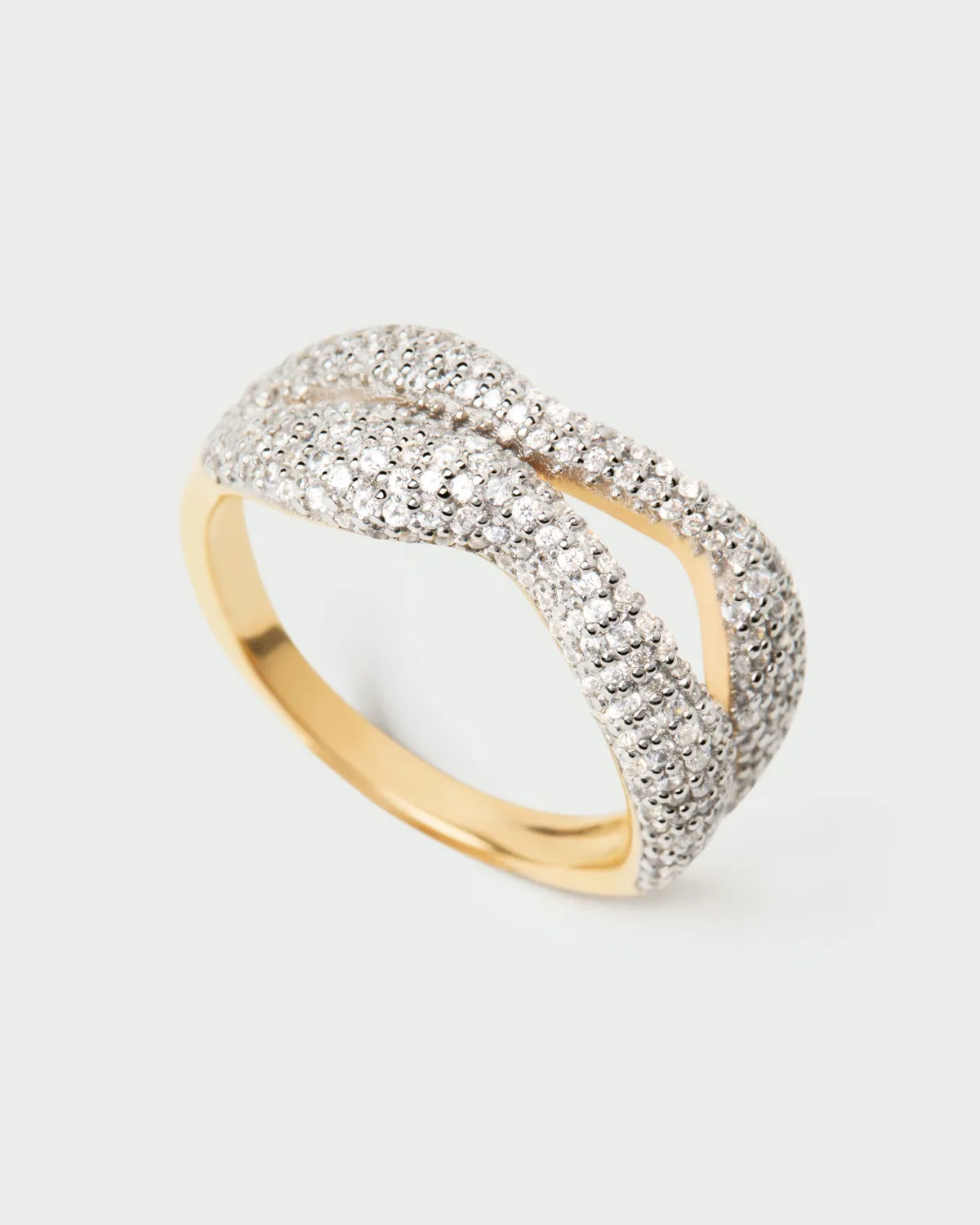 PDPAOLA Pavé Sense bague zirconia dorée