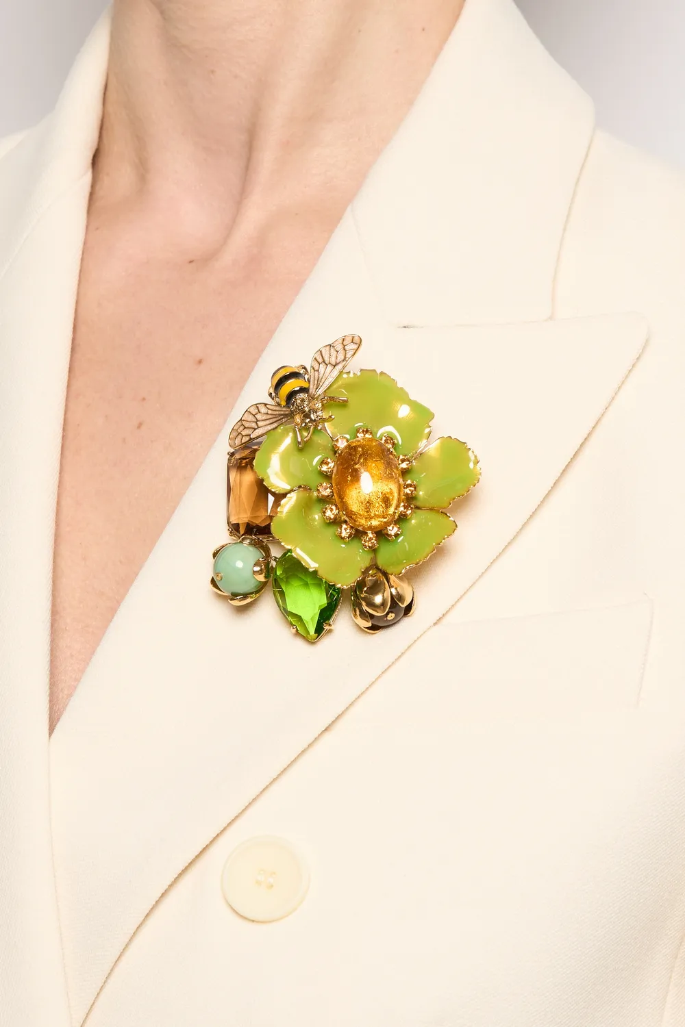 Philippe Ferrandis Bagatelle grande broche fleurs émaillée