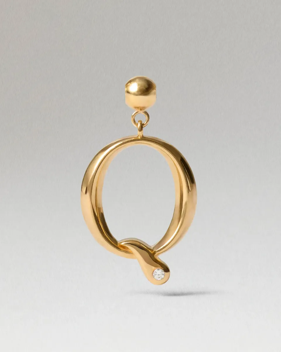 PDPAOLA Initial Q breloque plaqué or zirconia