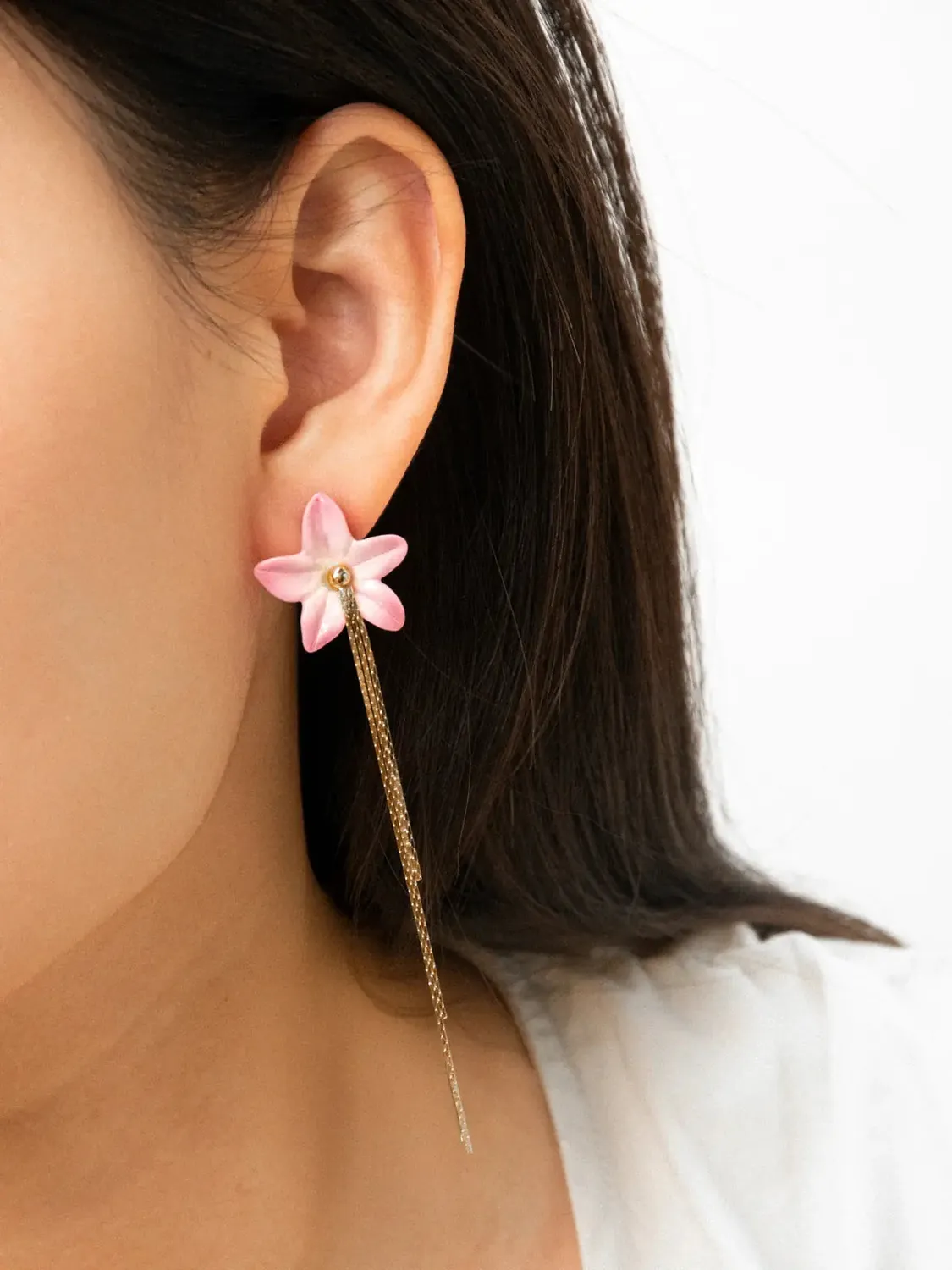 Nach Bijoux lys rose boucles franges porcelaine 6,4 cm