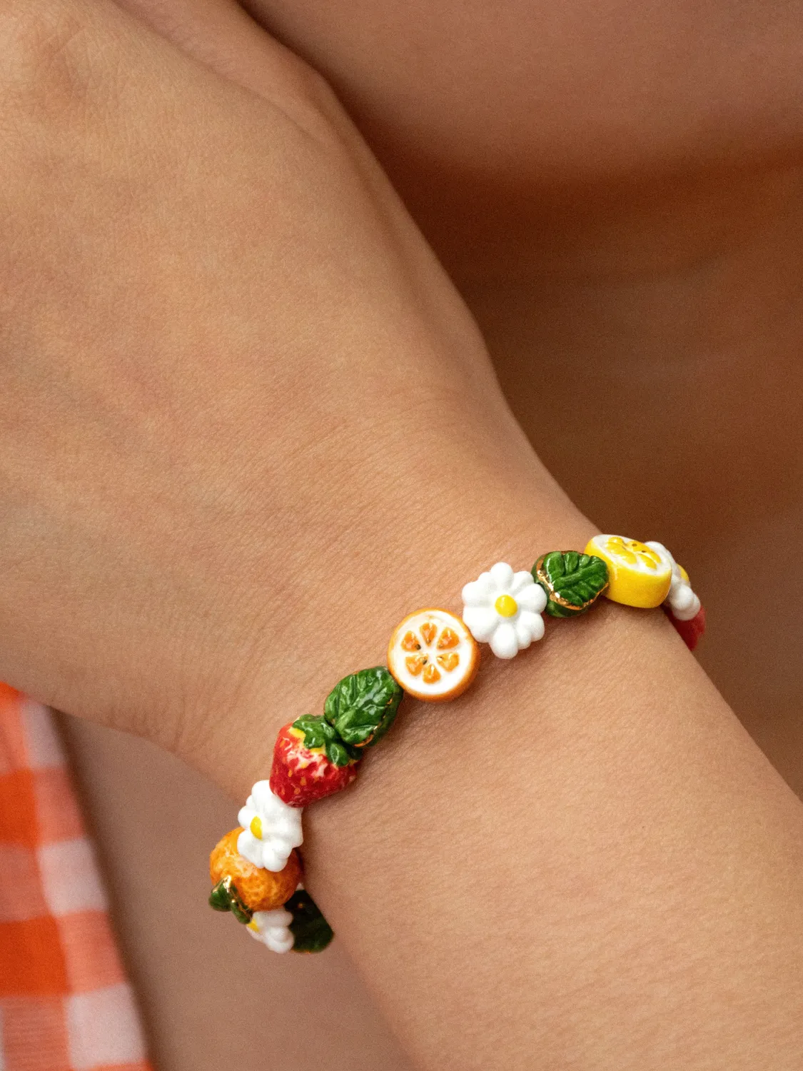 Nach Bijoux bracelet perles de fruits porcelaine coloré