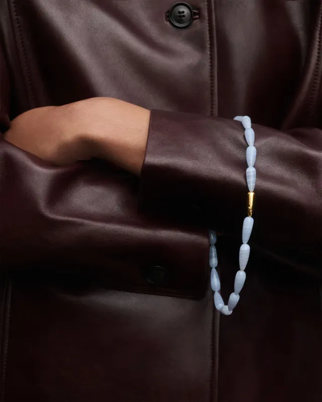 PDPAOLA GRID 2 collier pendentif agate bleue goutte
