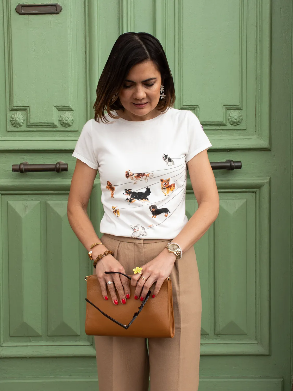 Nach Bijoux Olga Promenade de chiens t-shirt porcelaine taille M