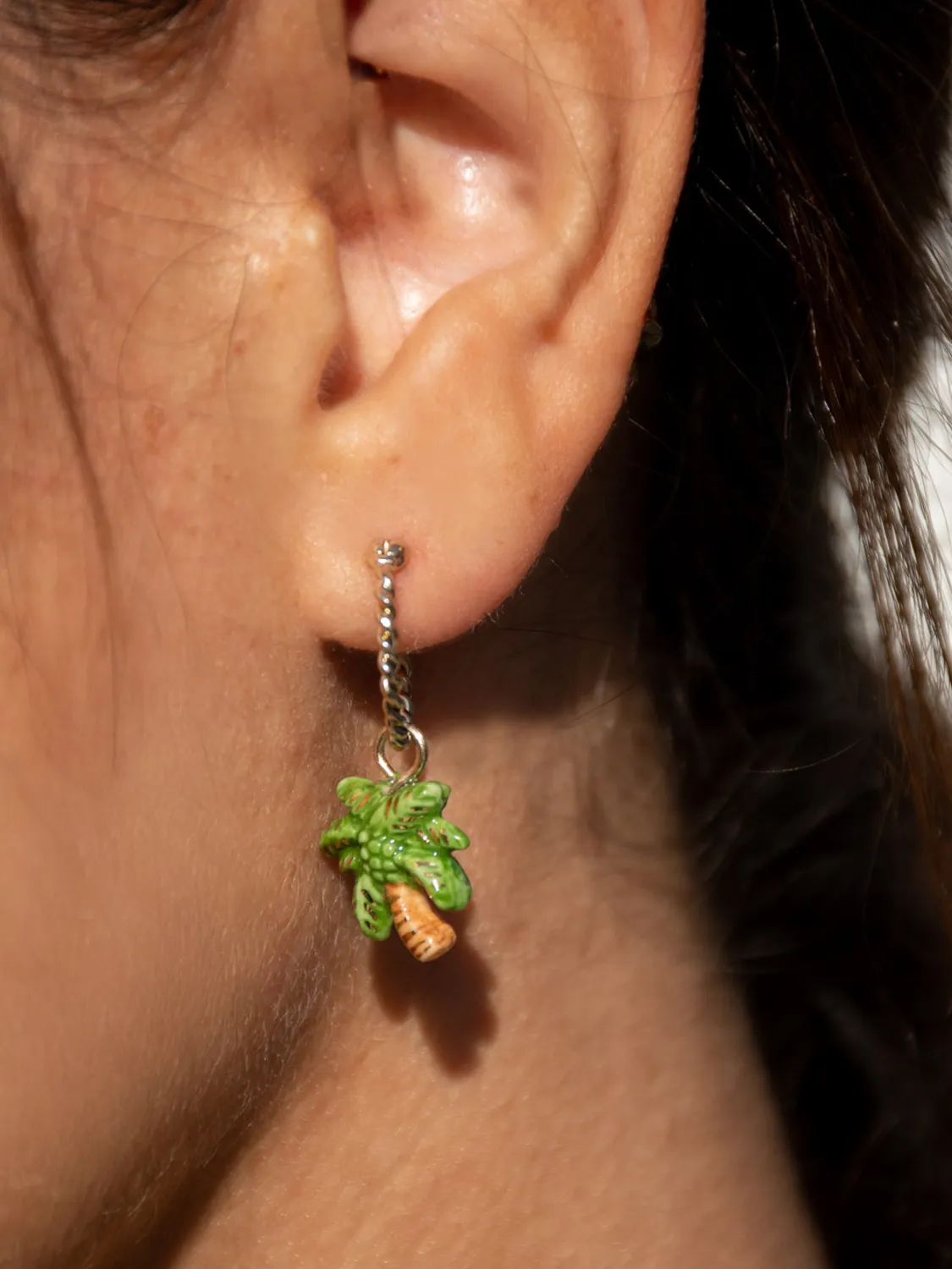 Nach Bijoux Mini créole palmier boucle d'oreille unité verte