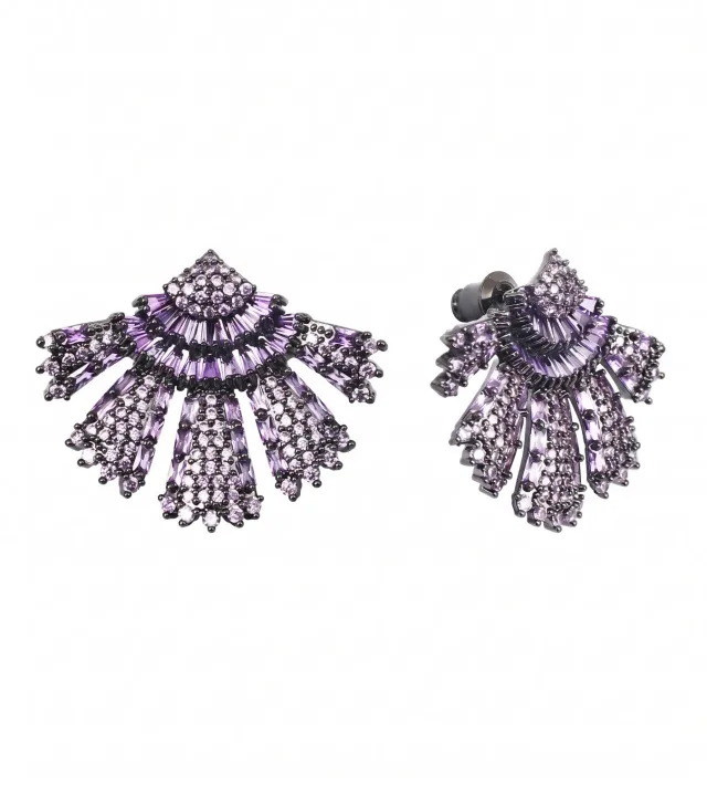 Nao de Paris Charleston boucles d'oreilles éventail violet