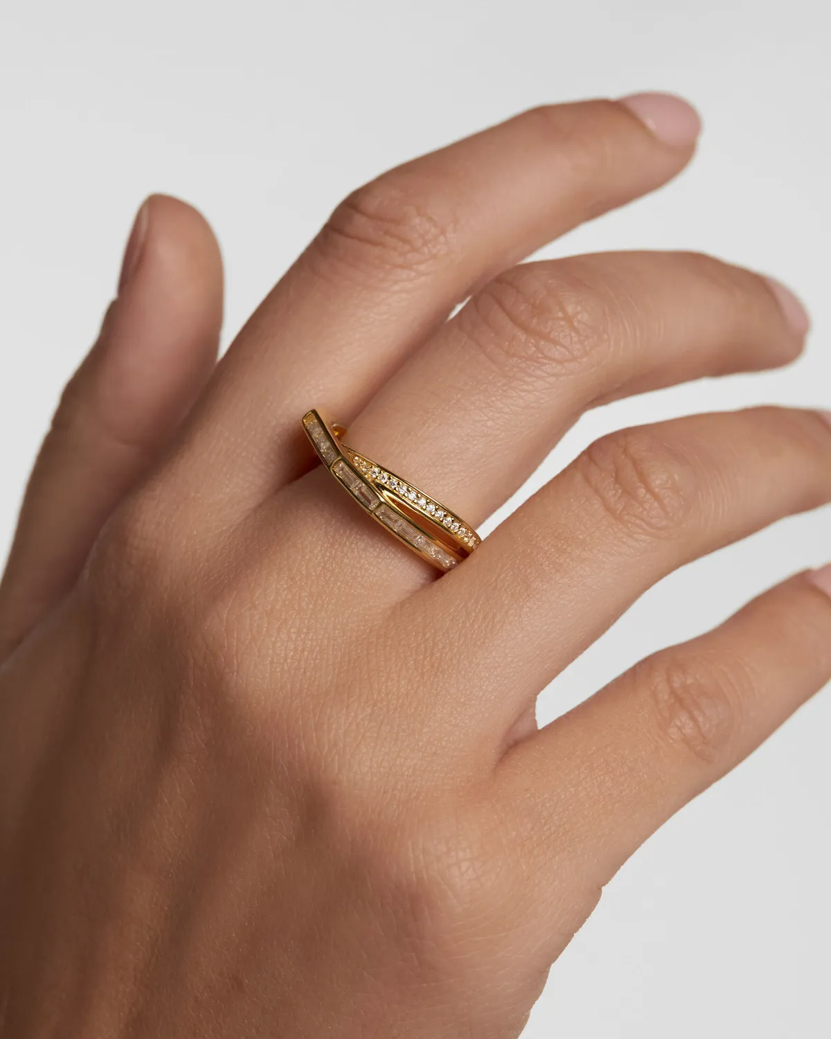 PDPAOLA Olivia bague dorée zirconia blanche