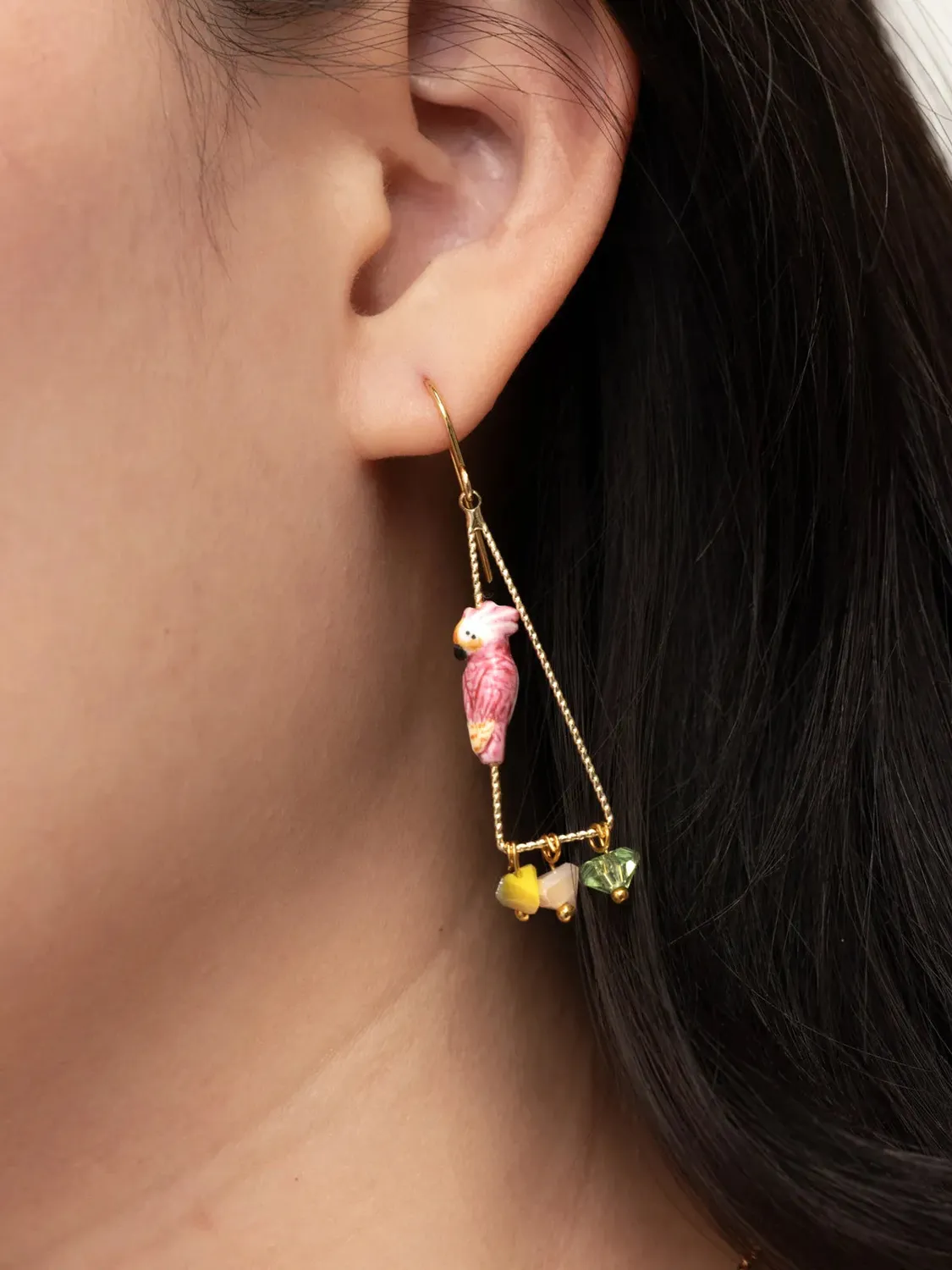 Nach Bijoux Cacatoès boucles oreilles porcelaine 5 cm